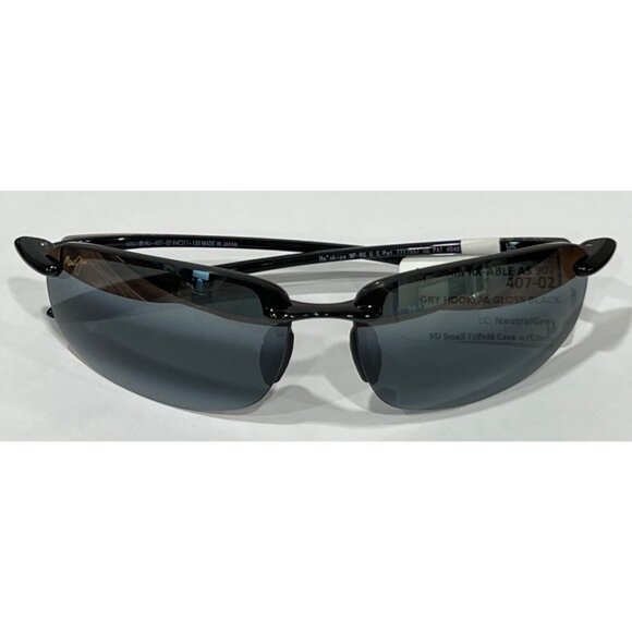 NEW MAUI JIM HOOKIPA 407-02 RX-ABLE SUNGLASSES Gloss Black Neutral Grey Lense - Picture 9 of 9